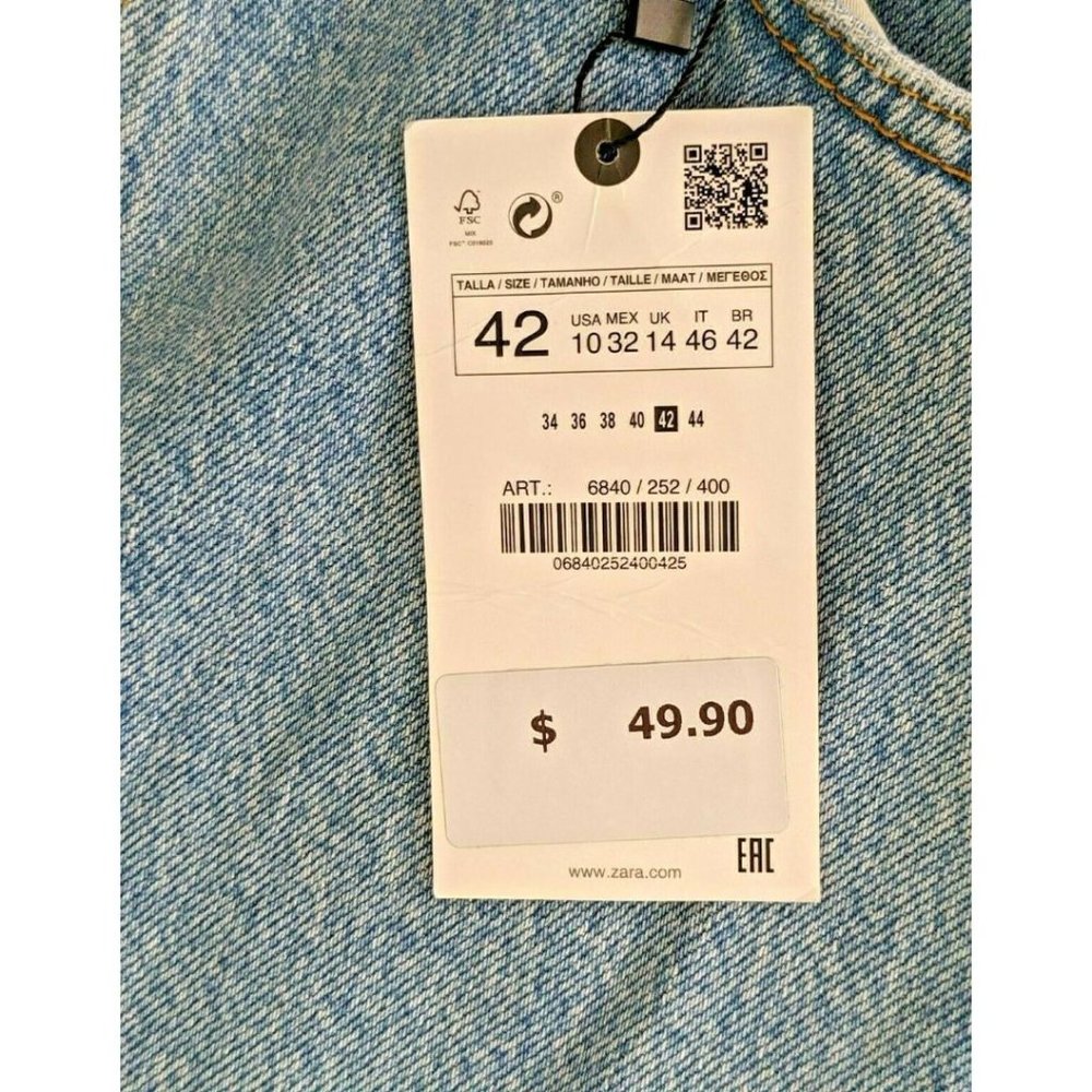 Zara Size US 10 Women The 90's Full Length Jeans in Serenity Blue High Rise NEW - Picture 10 of 12